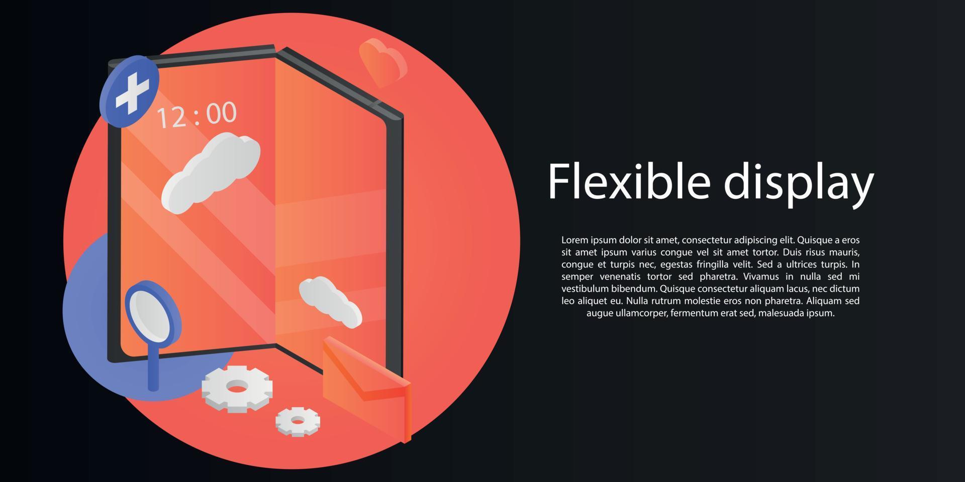 Flexible display concept banner, isometric style vector