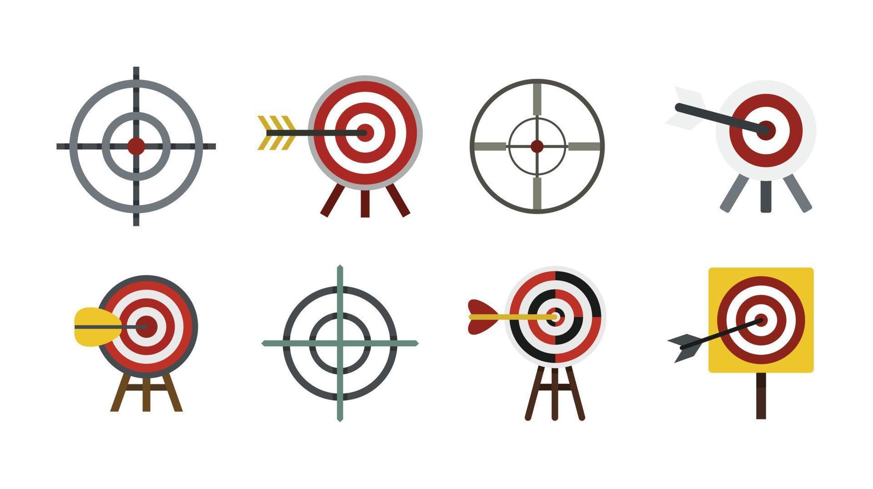 Target icon set, flat style vector