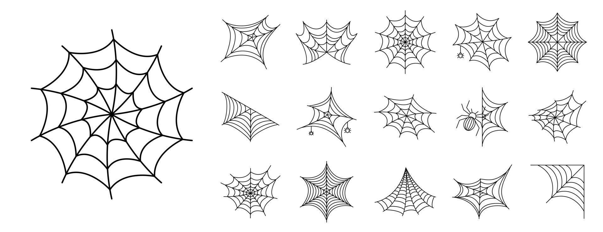 Spider icon set, outline style vector