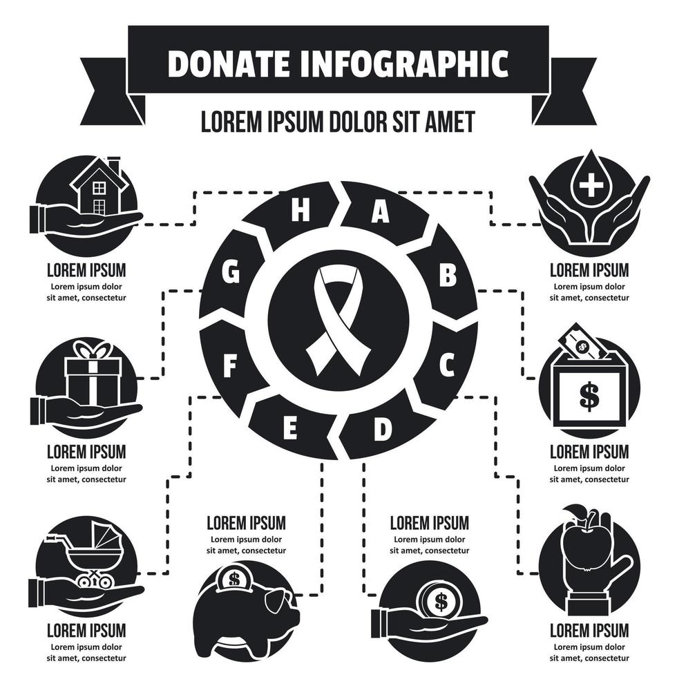 donar concepto infográfico, estilo simple vector