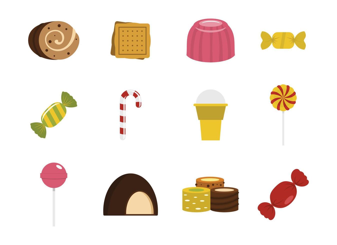 Candy icon set, flat style vector