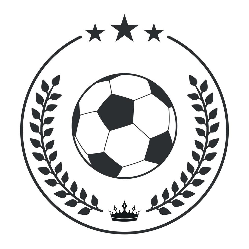 ilustración logo balón de fútbol con corona de laurel y corona vector