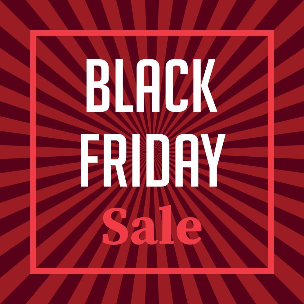 Black Friday sale banner on red background with rays vector