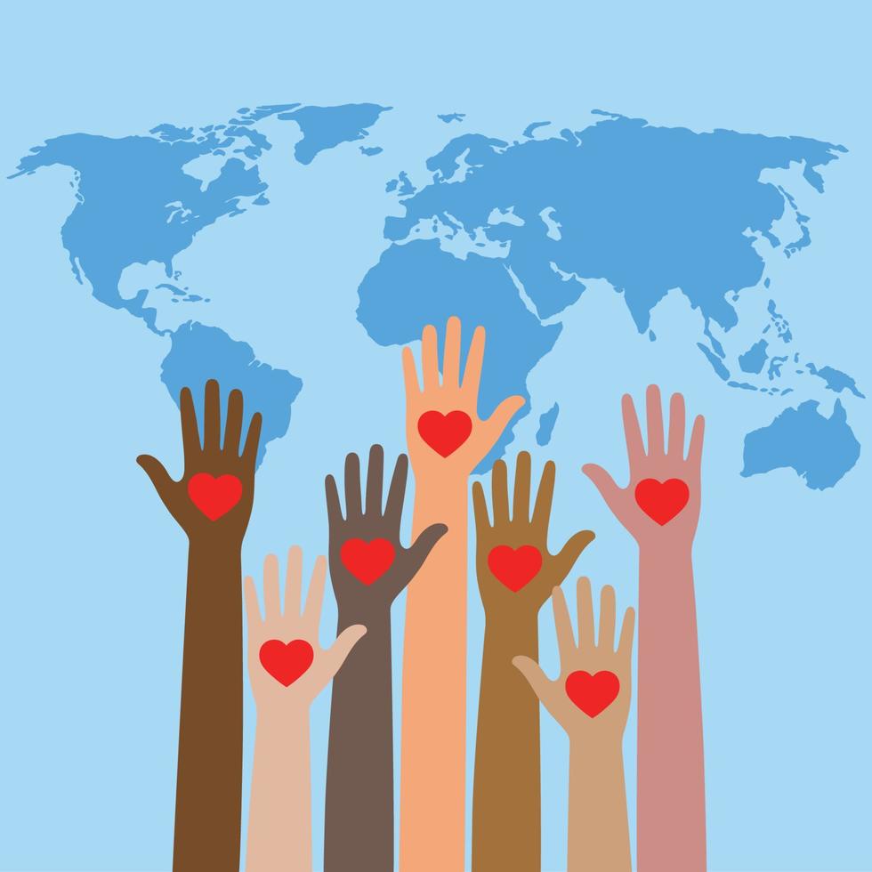 Hands up volunteers vector
