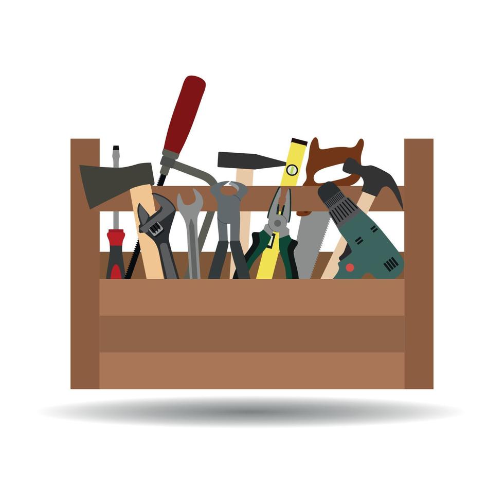 illustration of a construction box with tools vector