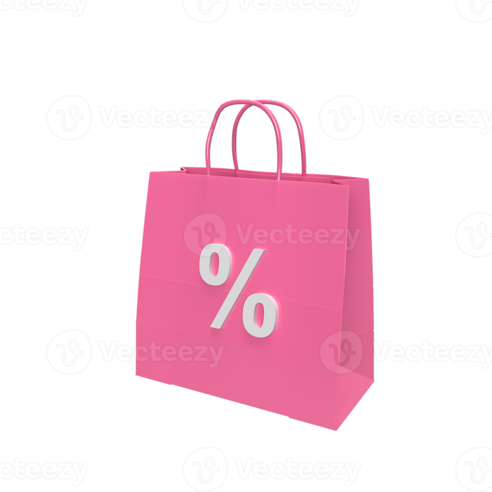 Bag and discount 3d model cartoon style. render illustration png