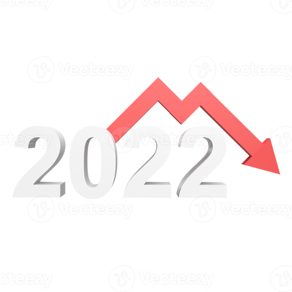 2022 Recession 3d icon model cartoon style. render illustration png