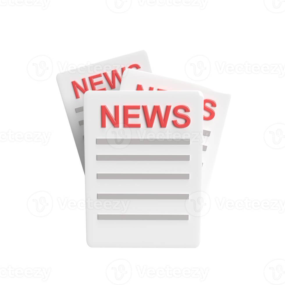 News 3d model cartoon style. render illustration png