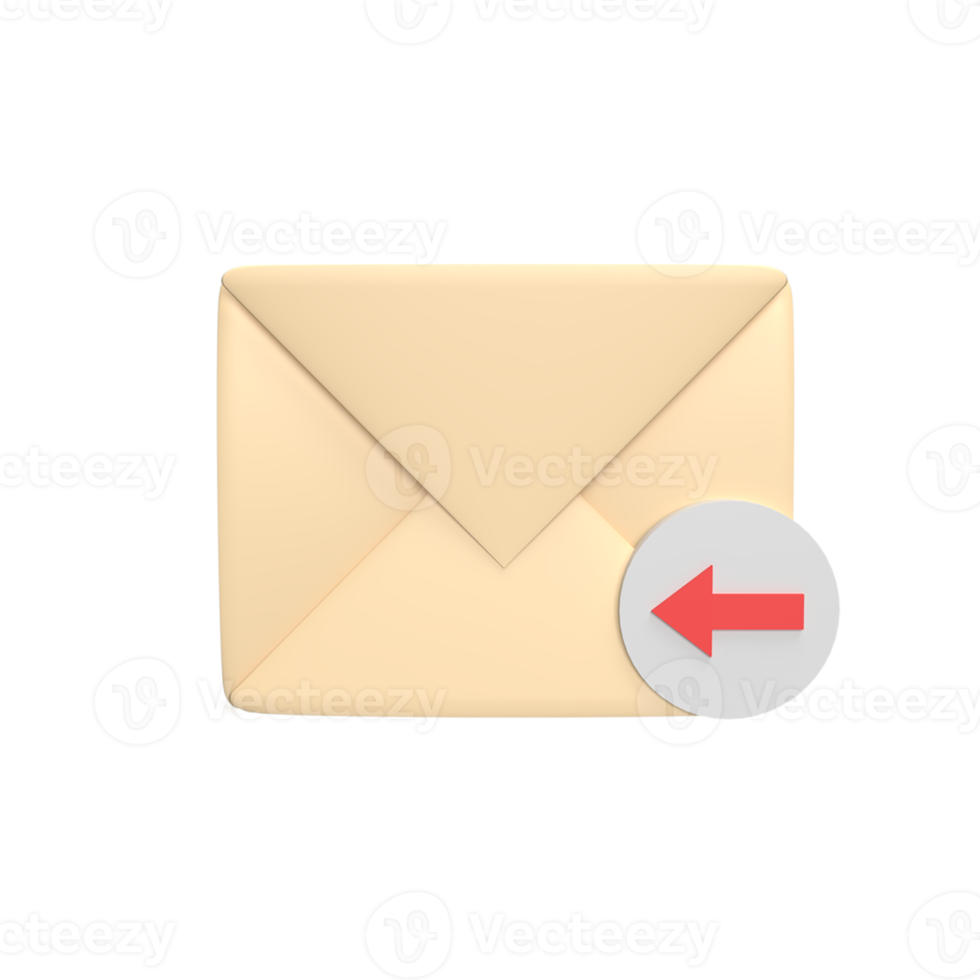 incoming messages 3d icon model cartoon style concept. render illustration png