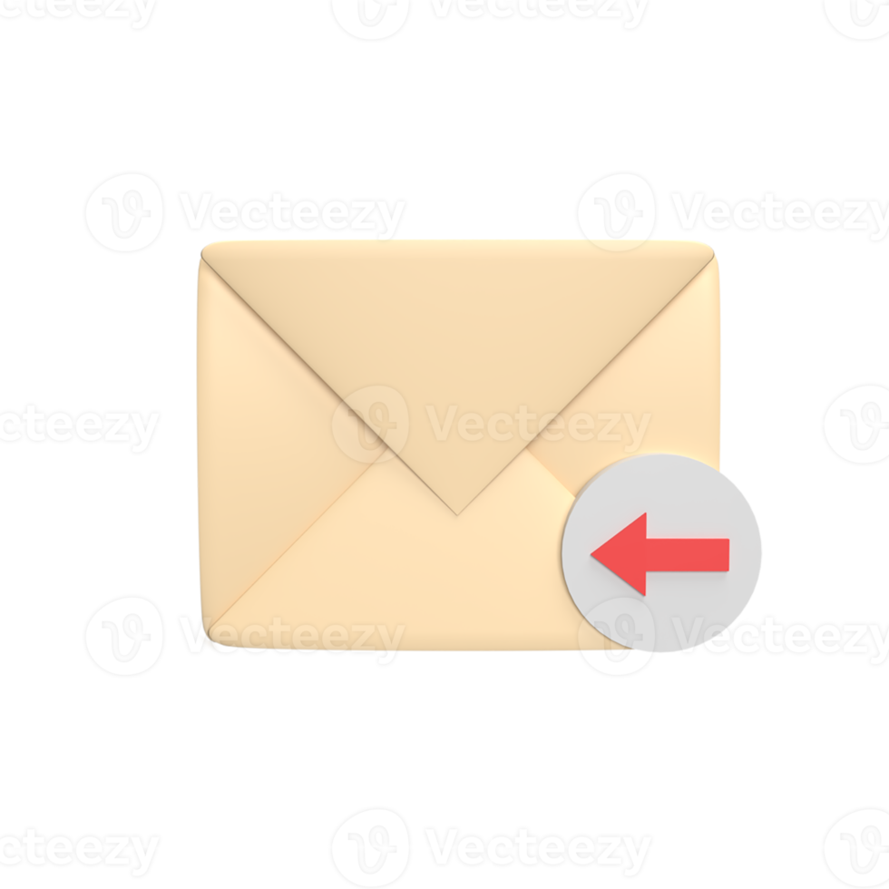 incoming messages 3d icon model cartoon style concept. render illustration png