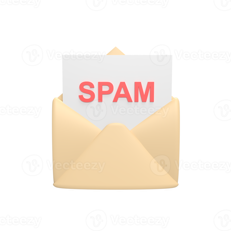 spam messages 3d icon model cartoon style concept. render illustration png