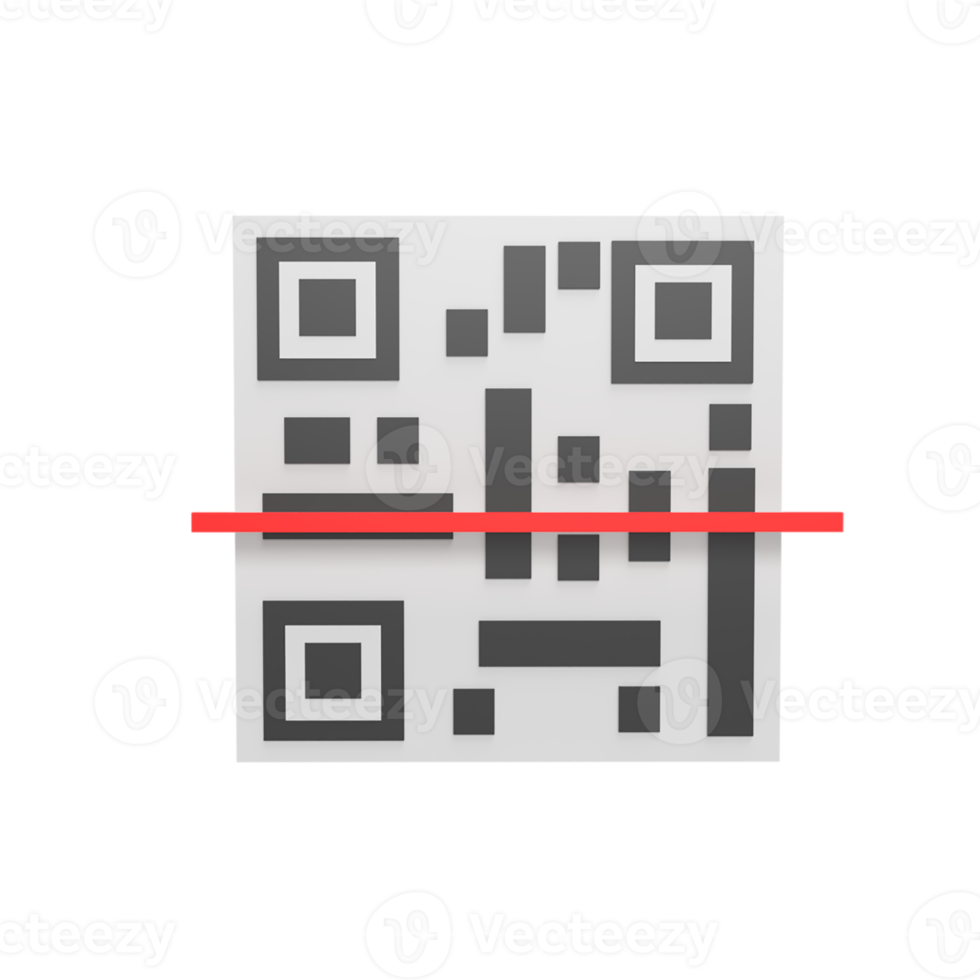 digitalizar código qr 3d ícone modelo conceito de estilo dos desenhos animados. renderizar ilustração png