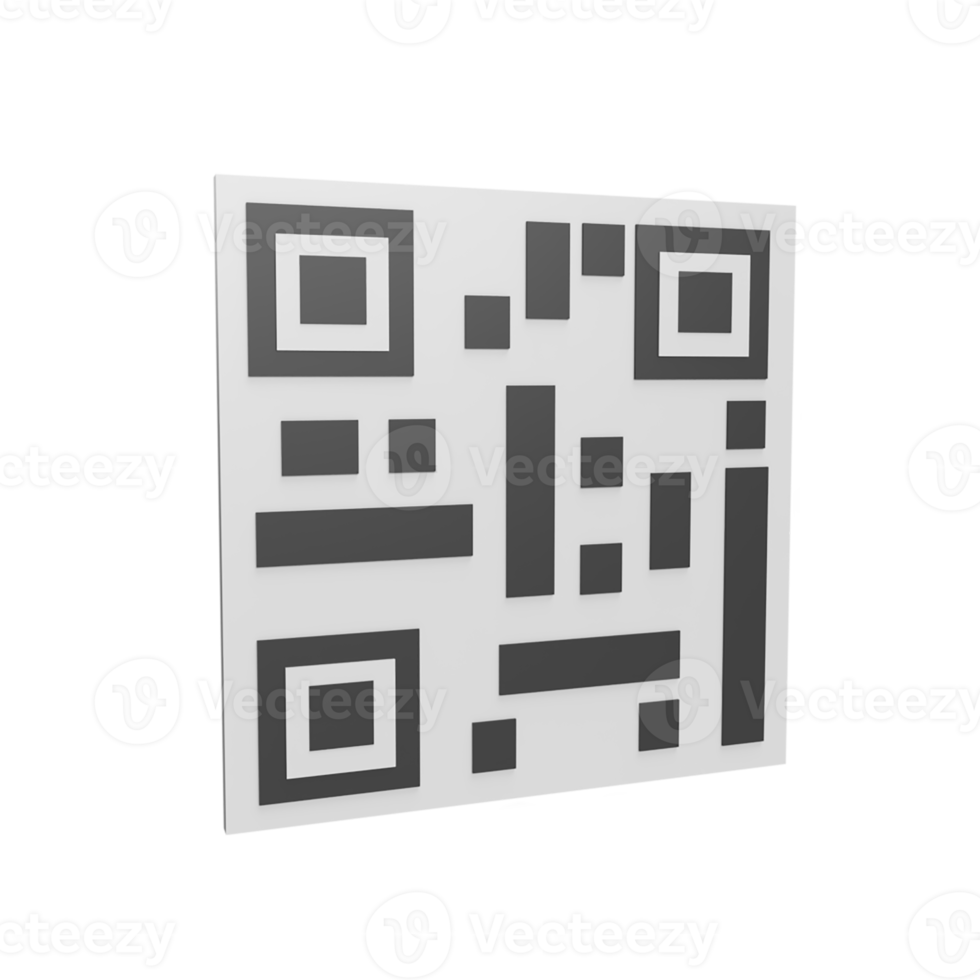 Qr code 3d icon model cartoon style concept. render illustration png