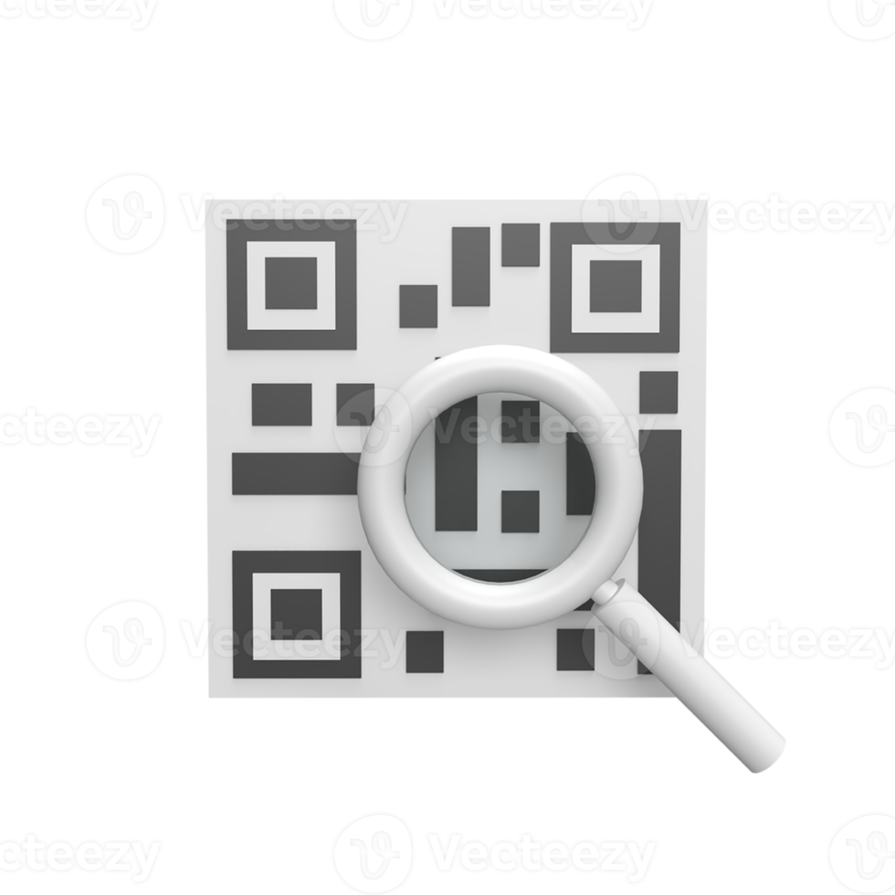 Qr code 3d icon model cartoon style concept. render illustration png