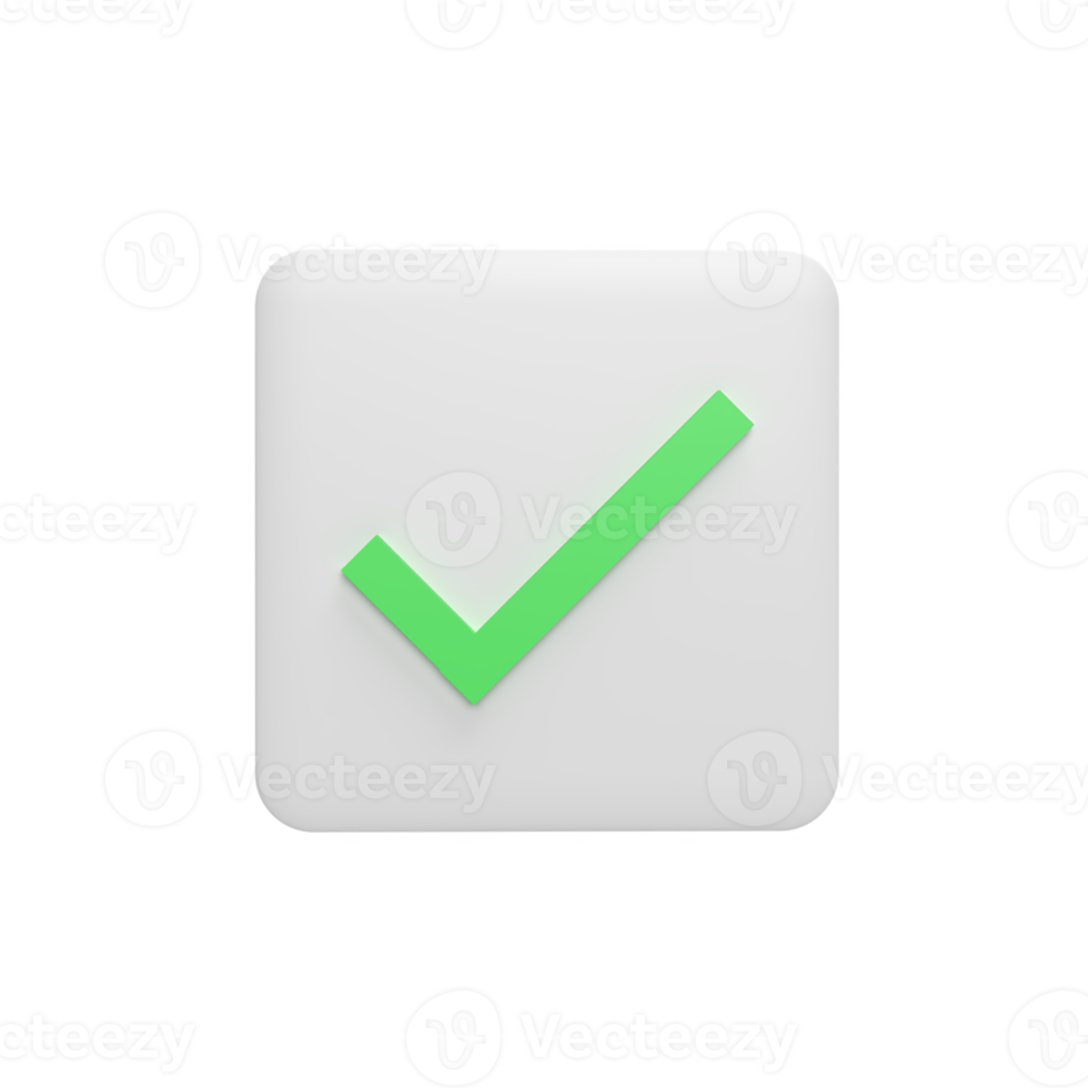 segno di spunta 3d icona modello cartone animato stile concetto. rendere l'illustrazione png