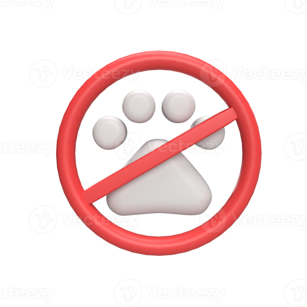 animals are prohibited 3d icon model cartoon style concept. render illustration png