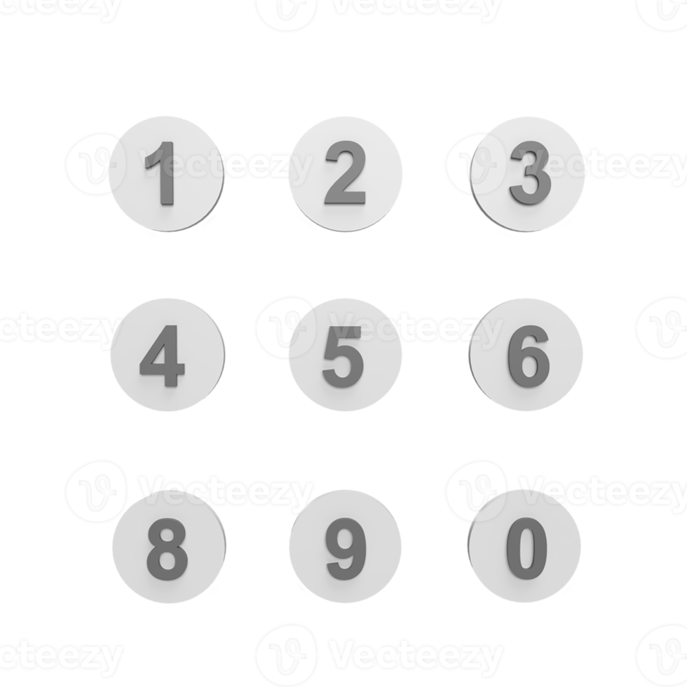 teclado numérico 3d ícone modelo conceito de estilo dos desenhos animados. renderizar ilustração png