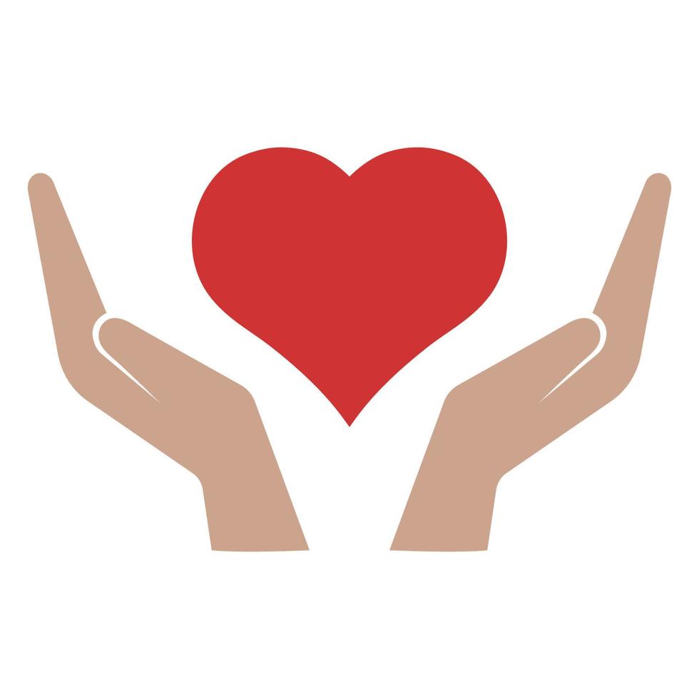 Illustration of a heart in the hands of a symbol of care vector