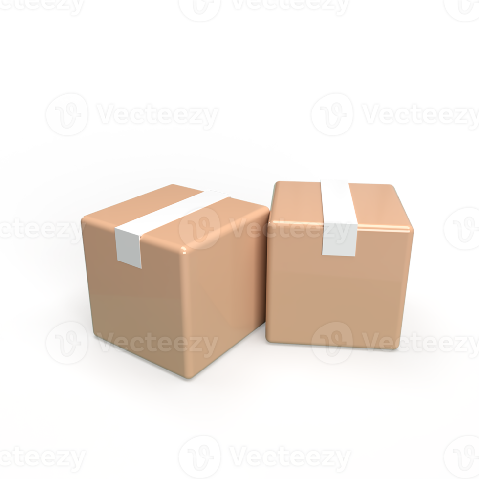 ilustración de representación de modelo 3d de caja de embalaje png