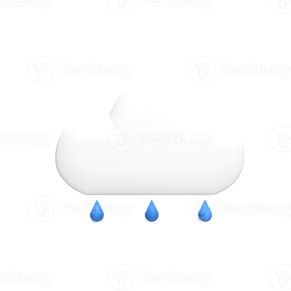 Drizzling 3d icon model cartoon style concept. render illustration png