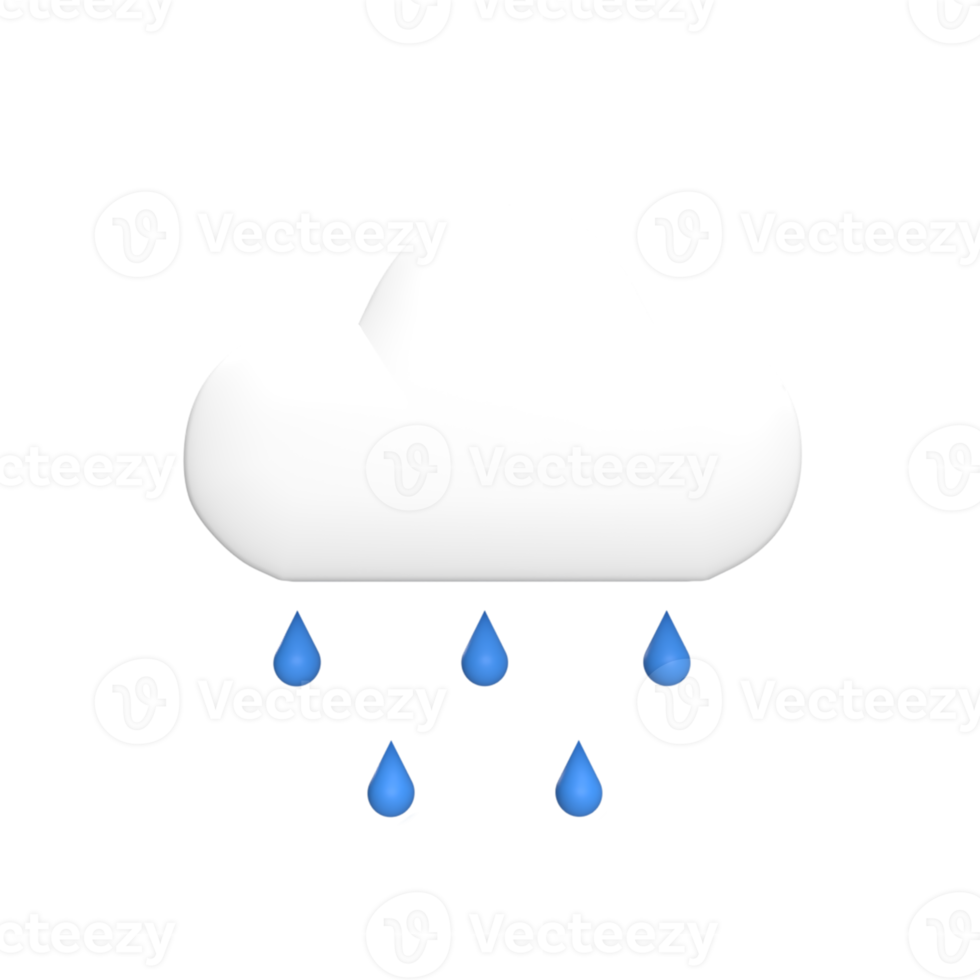 Rain 3d icon model cartoon style concept. render illustration png