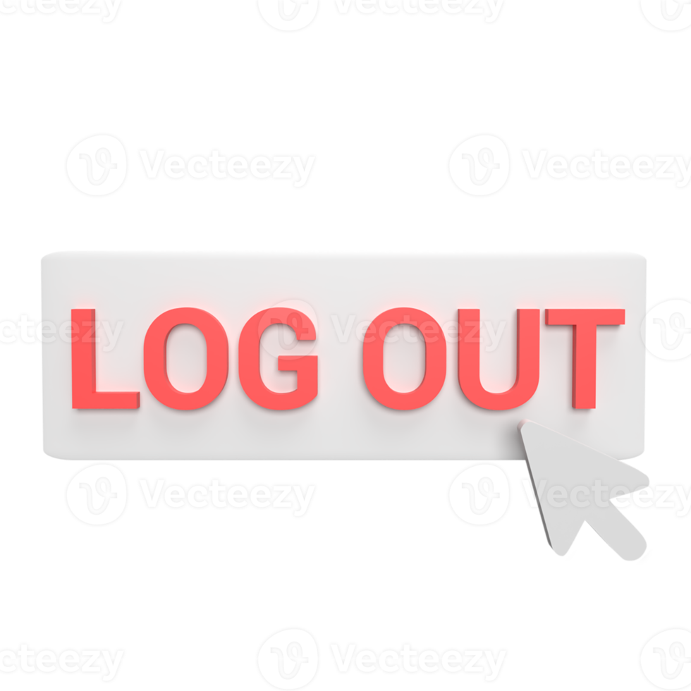 sair clique com o cursor 3d ícone modelo conceito de estilo dos desenhos animados. renderizar ilustração png