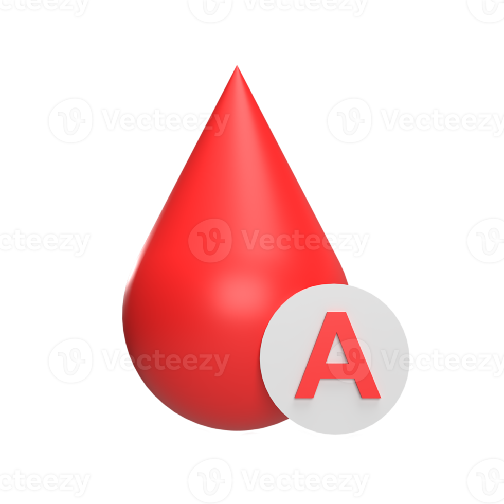 A blood type 3d icon model cartoon style concept. render illustration png