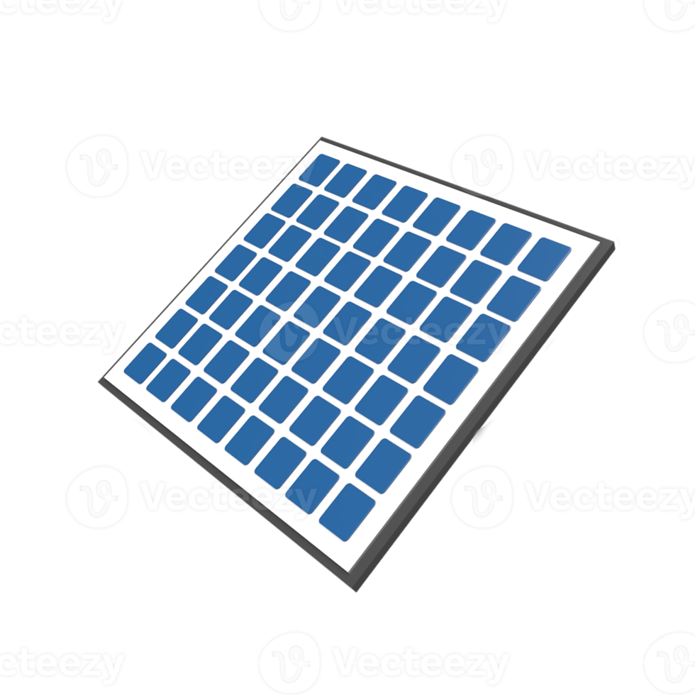 solar panels 3d model cartoon style. render illustration png