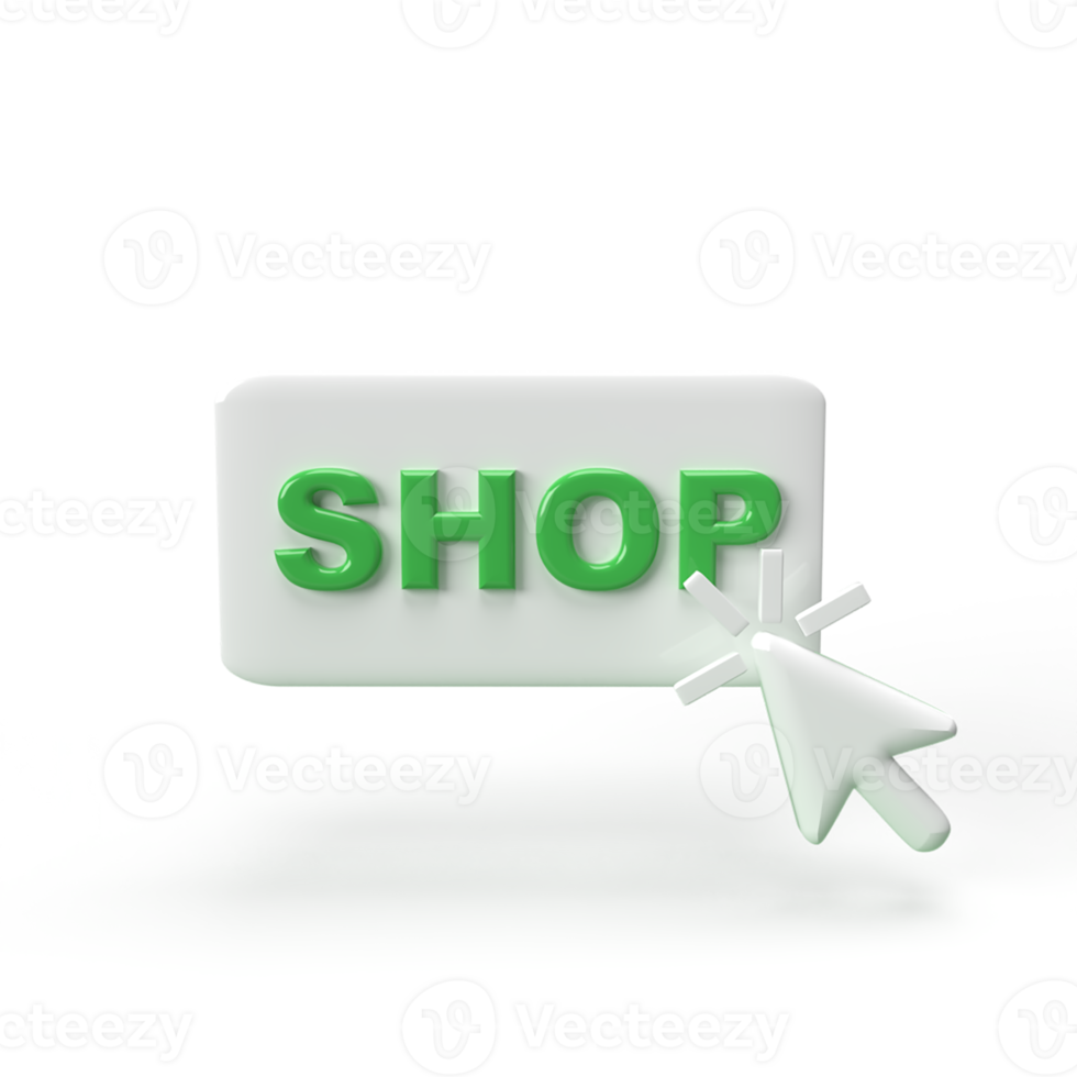 Shop with cursor click 3d model render illustration png