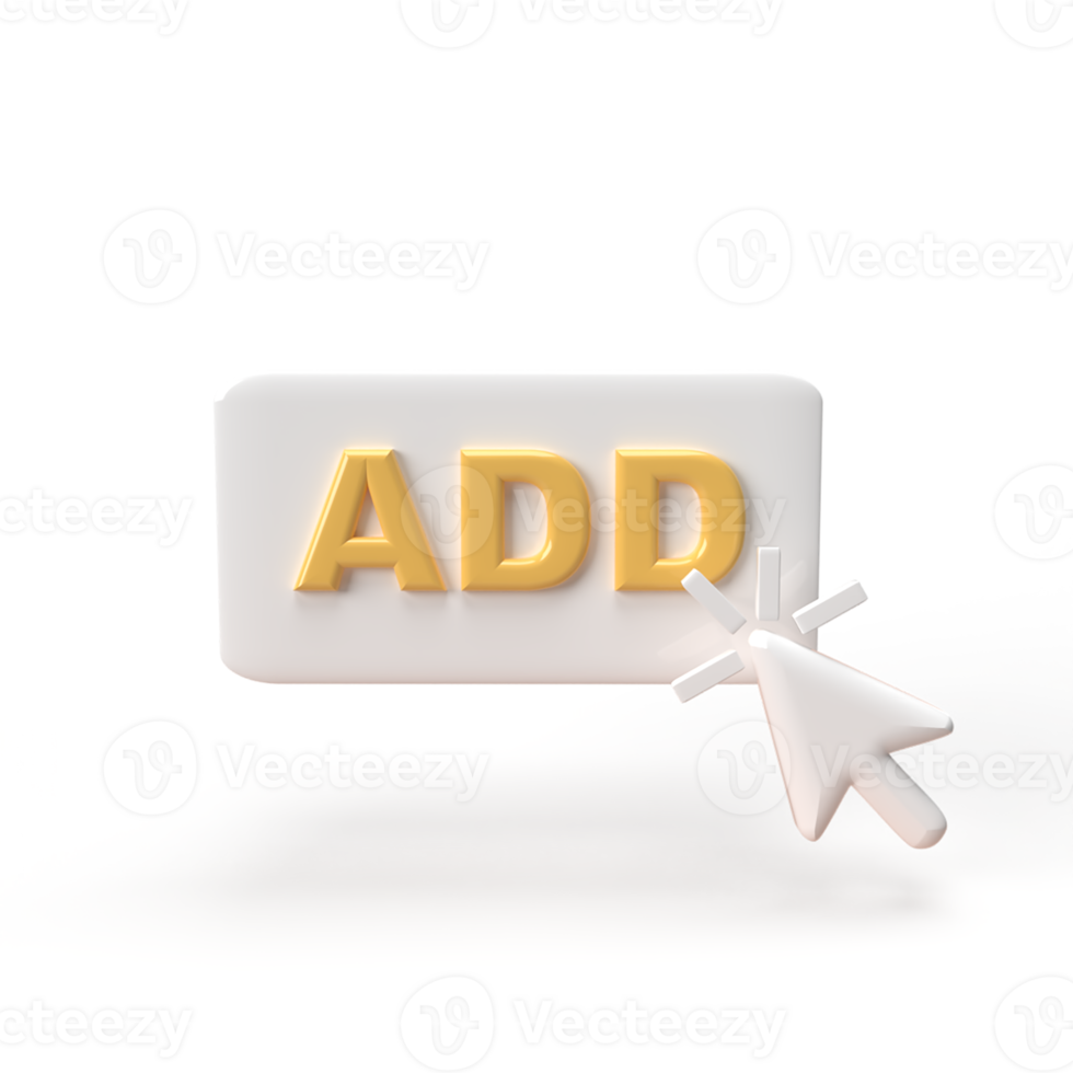 Add with cursor click 3d model render illustration png