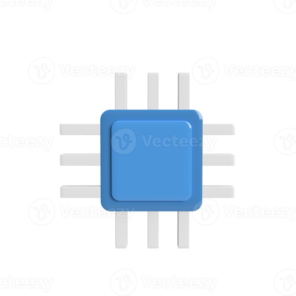 Processor 3d model cartoon style. render illustration png