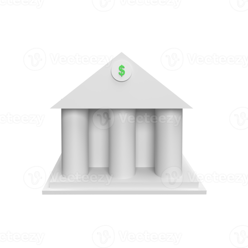 conceito de estilo dos desenhos animados do banco 3d ícone modelo. renderizar ilustração png
