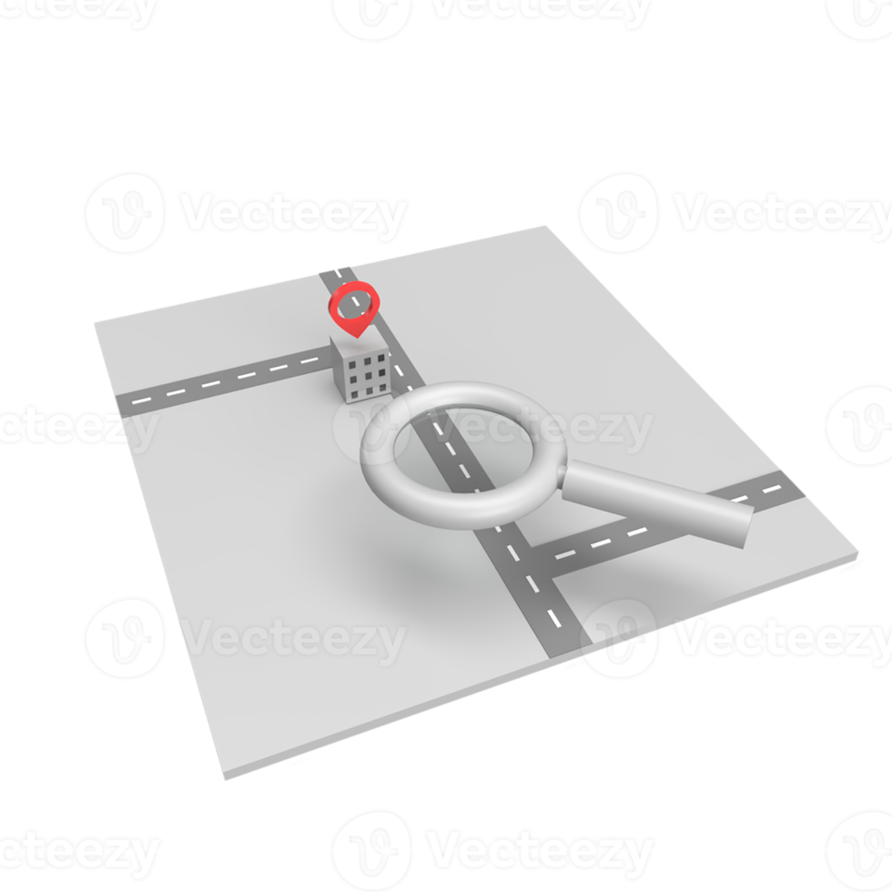 Suchort 3D-Symbol Modell Cartoon-Stil-Konzept. Abbildung machen png