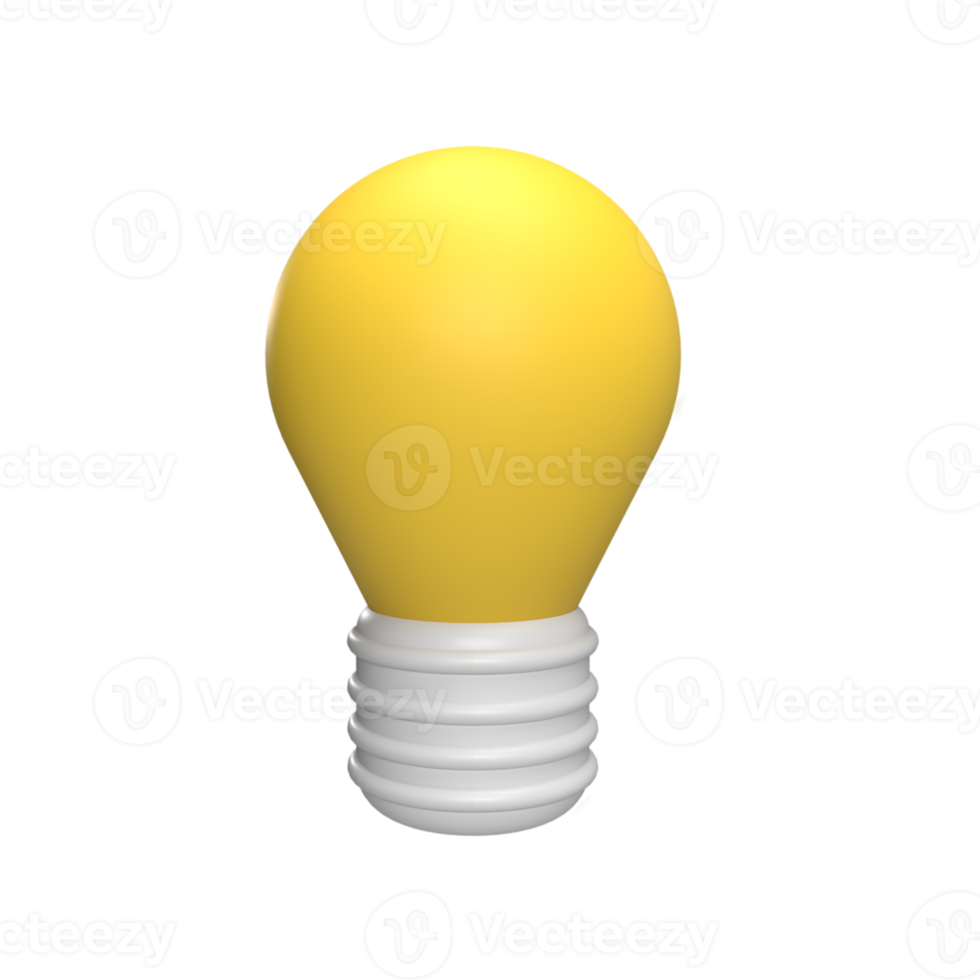 Bulb 3d icon model cartoon style concept. render illustration png