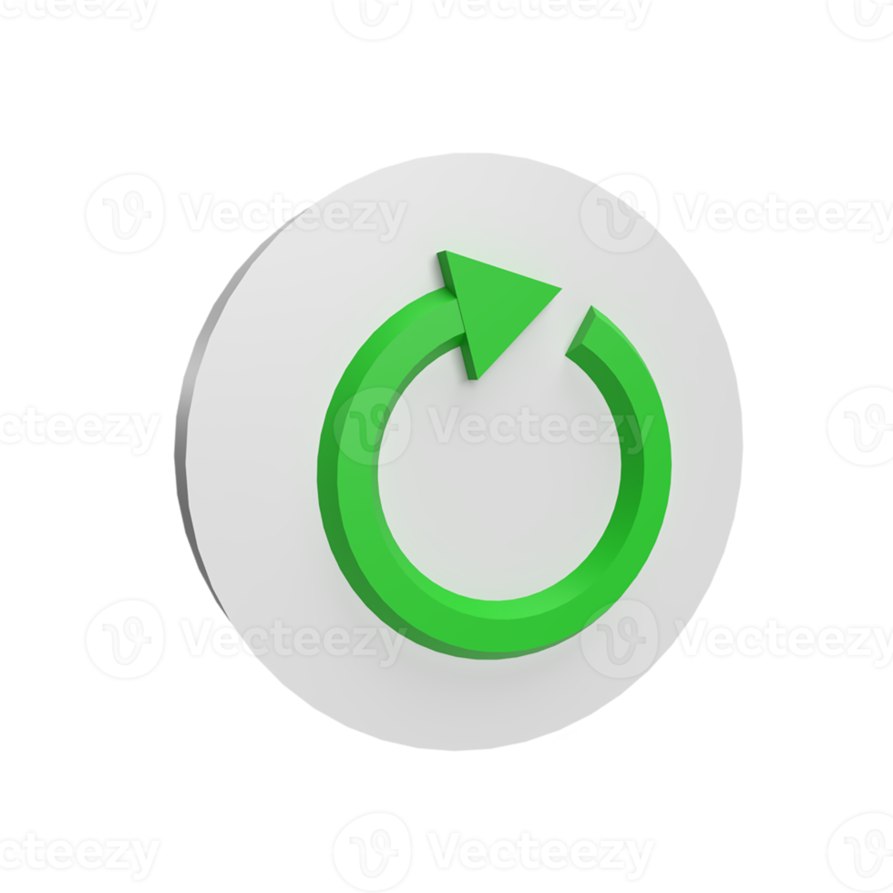 Repeat button 3d icon model cartoon style concept. render illustration png
