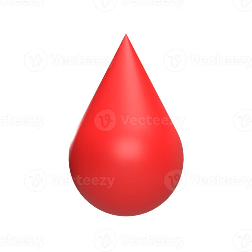 Blood drops 3d icon model cartoon style concept. render illustration png