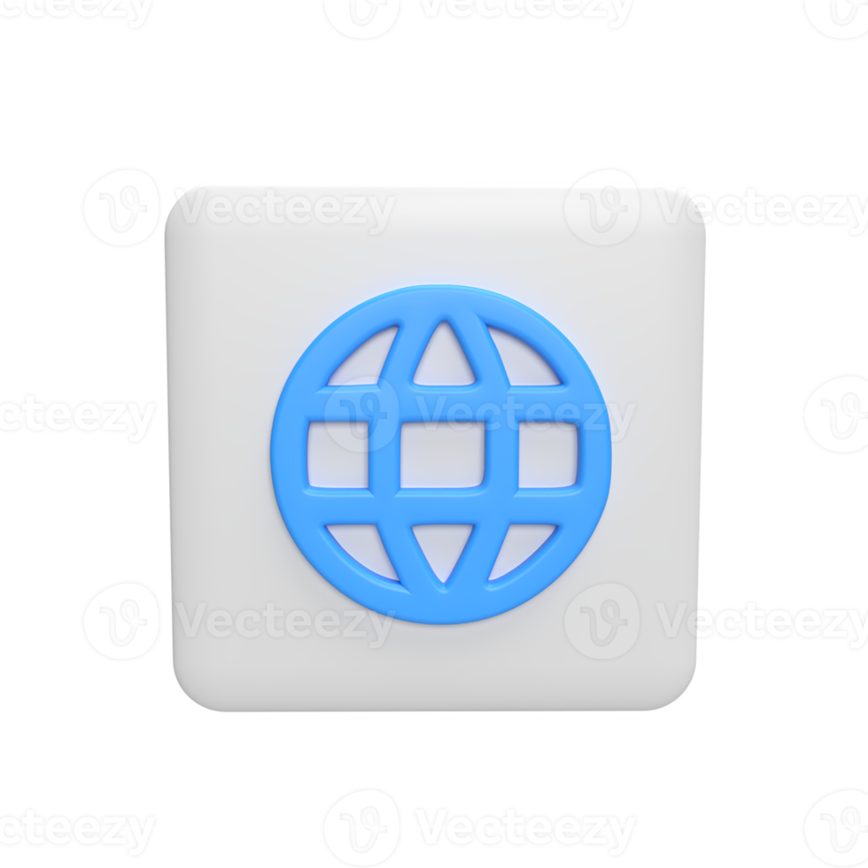 Internet 3d icon model cartoon style concept. render illustration png