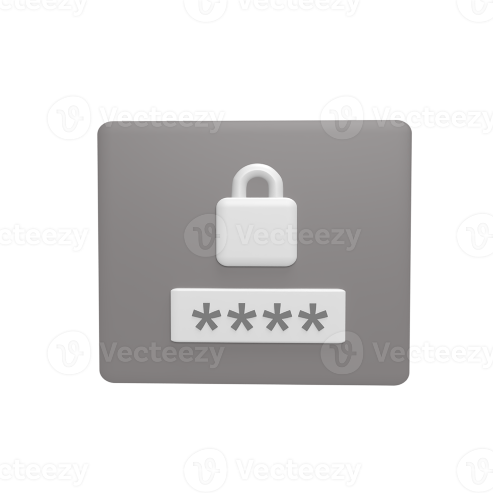 Devices with password 3d icon model cartoon style concept. render illustration png