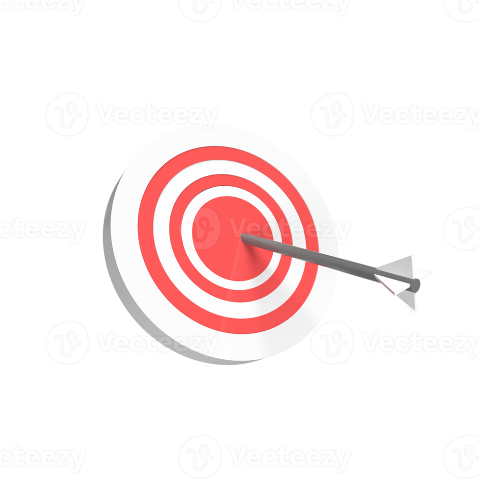Target board and arrow cartoon style. 3d render illustration png