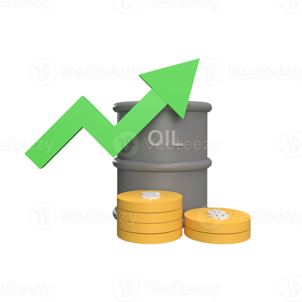 olieprijzen gaan omhoog 3D-pictogrammodel cartoonstijl. illustratie weergeven png