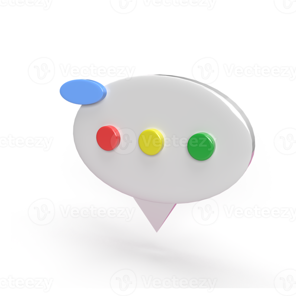 3D-chat zeepbel pictogram, cartoon minimalistische stijl. 3D render illustratie png