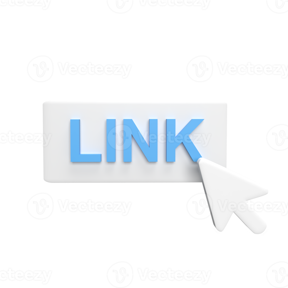 Link click 3d icon model cartoon style concept. render illustration png