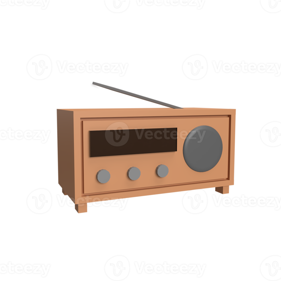 Radio 3d icon model cartoon style concept. render illustration png