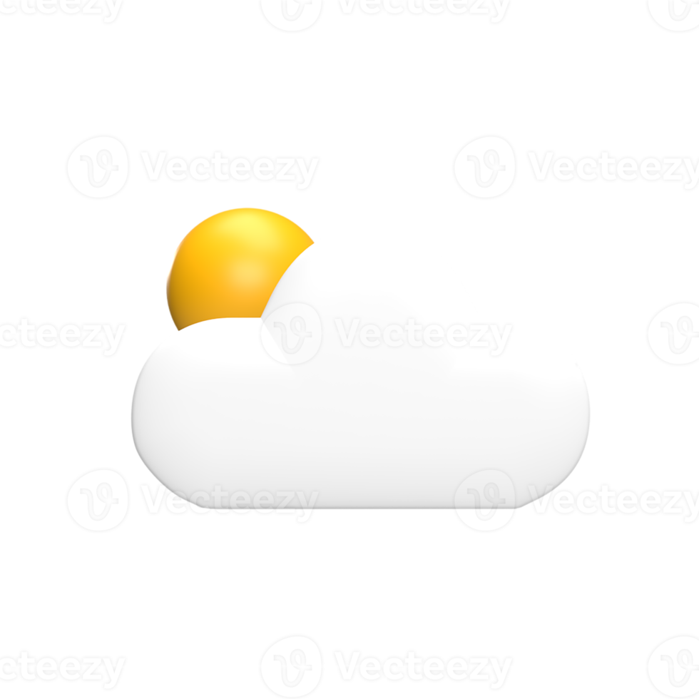 cloudy sunny 3d icon model cartoon style concept. render illustration png