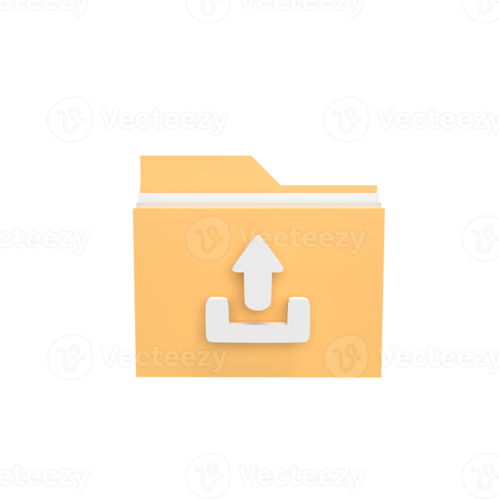 upload folder 3d icon model cartoon style concept. render illustration png