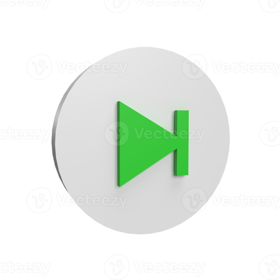Next button 3d icon model cartoon style concept. render illustration png