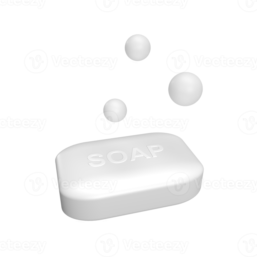 Seife 3D-Symbol Modell Cartoon-Stil-Konzept. Abbildung machen png