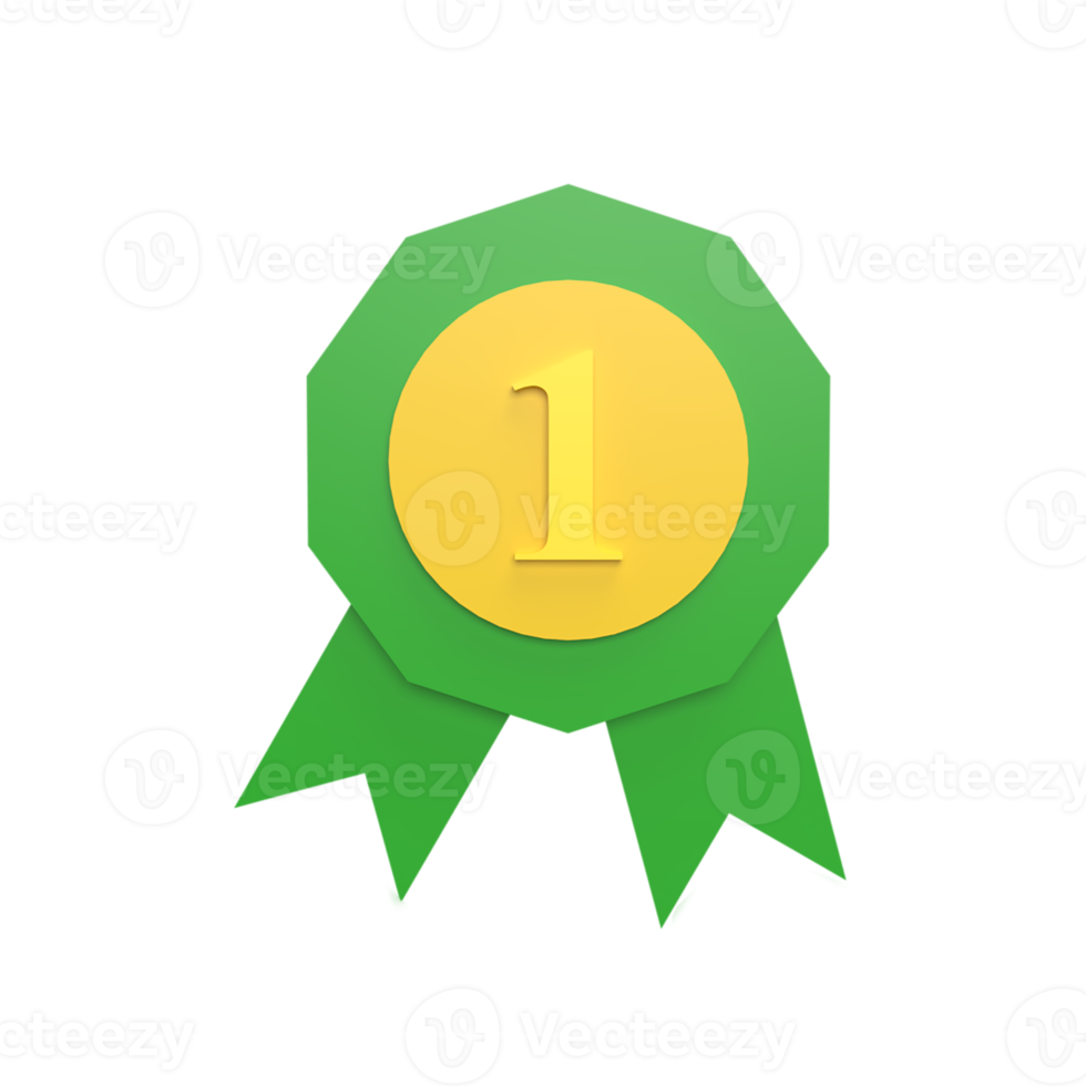 Label top 1 3d icon model cartoon style concept. render illustration png