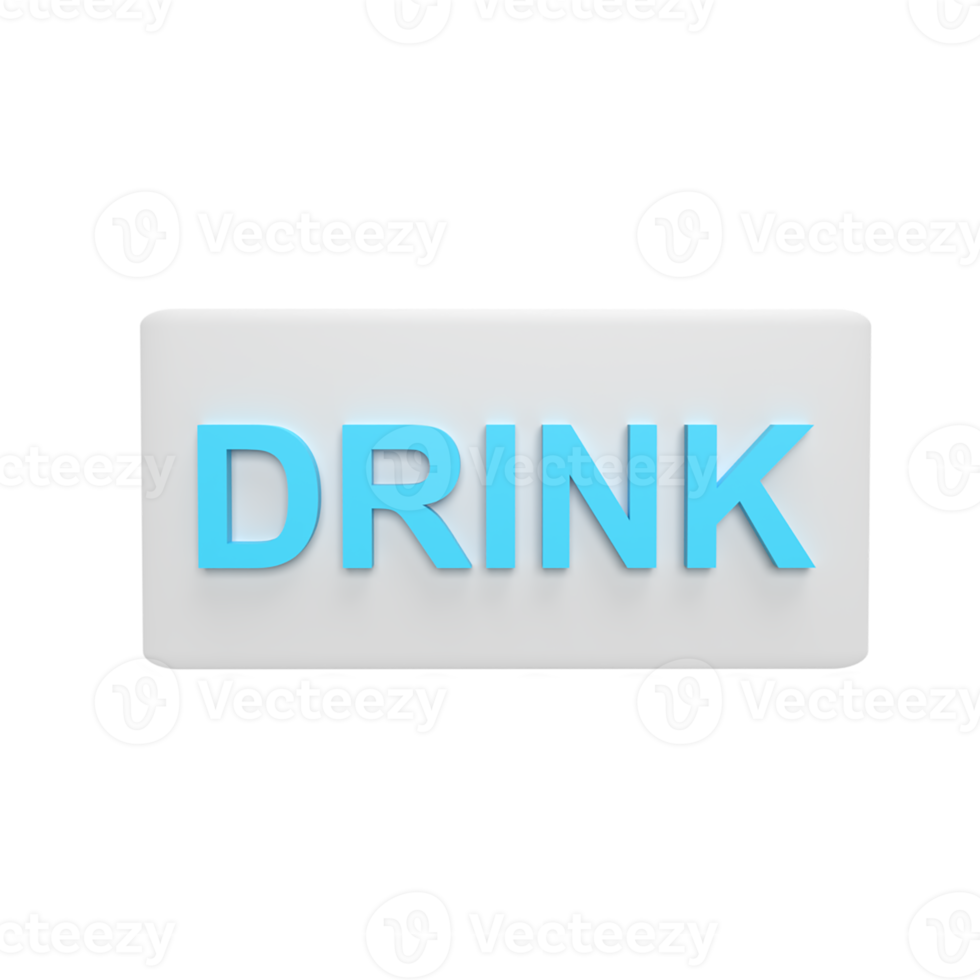Drink button 3d icon model cartoon style concept. render illustration png
