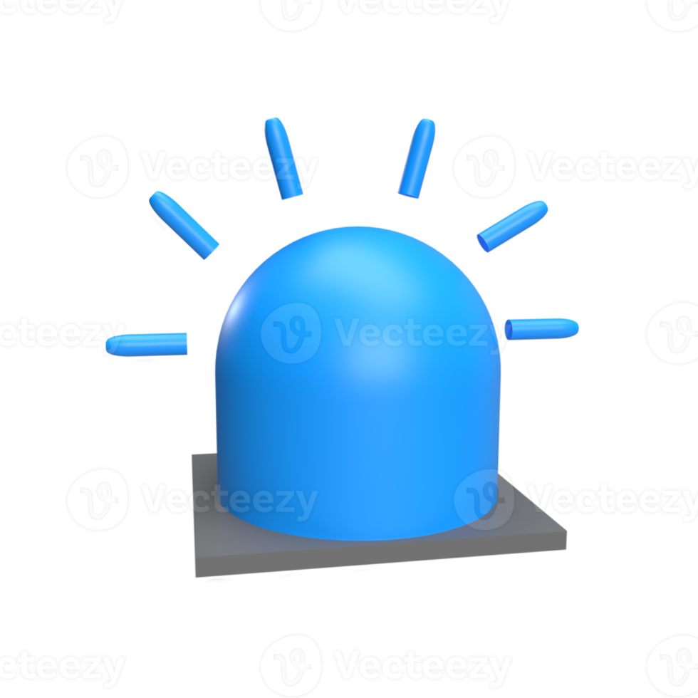 Rotator lamp police 3d icon model cartoon style concept. render illustration png